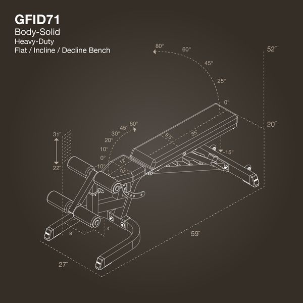 Body Solid - Duty Flat Incline Decline Bench (GFID71)