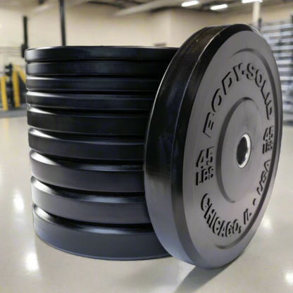 Olympic Black Bumper Plate Set, Pair of Each (210 lb) - Body-Solid