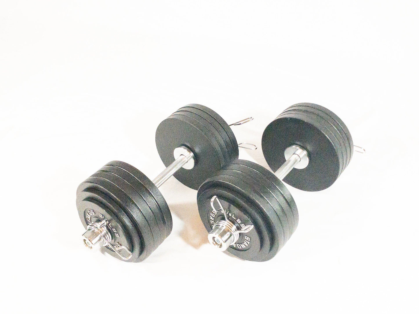 Pair 10-105 Lb Loadable Dumbbell 20" With Weights